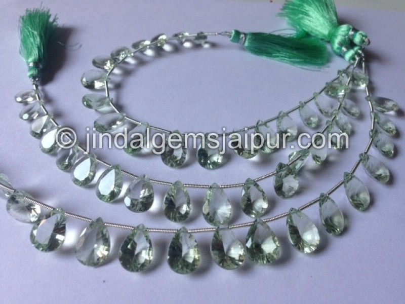 Green Amethyst Concave Pear Shape Beads